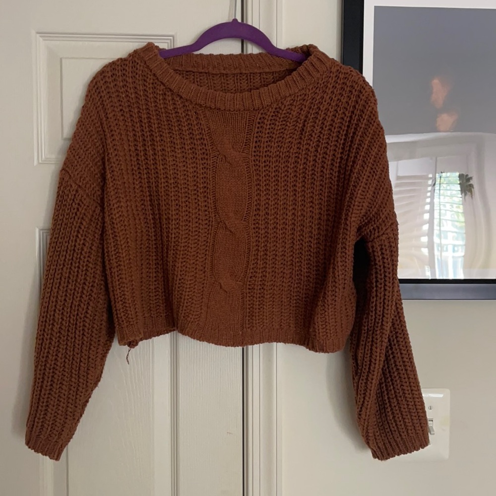 SheIn Cropped Brown Sweater